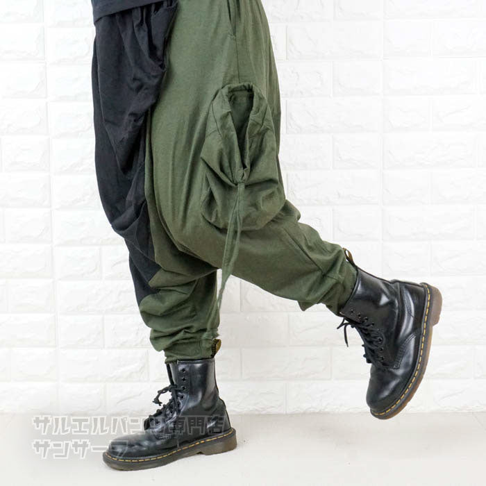 サルエルパンツ ジョガーパンツ ドレープ ダル着 変形パンツ V系 ビジュアル系 モード系 メンズ レディース ゆったり ロック ポケット ブラック