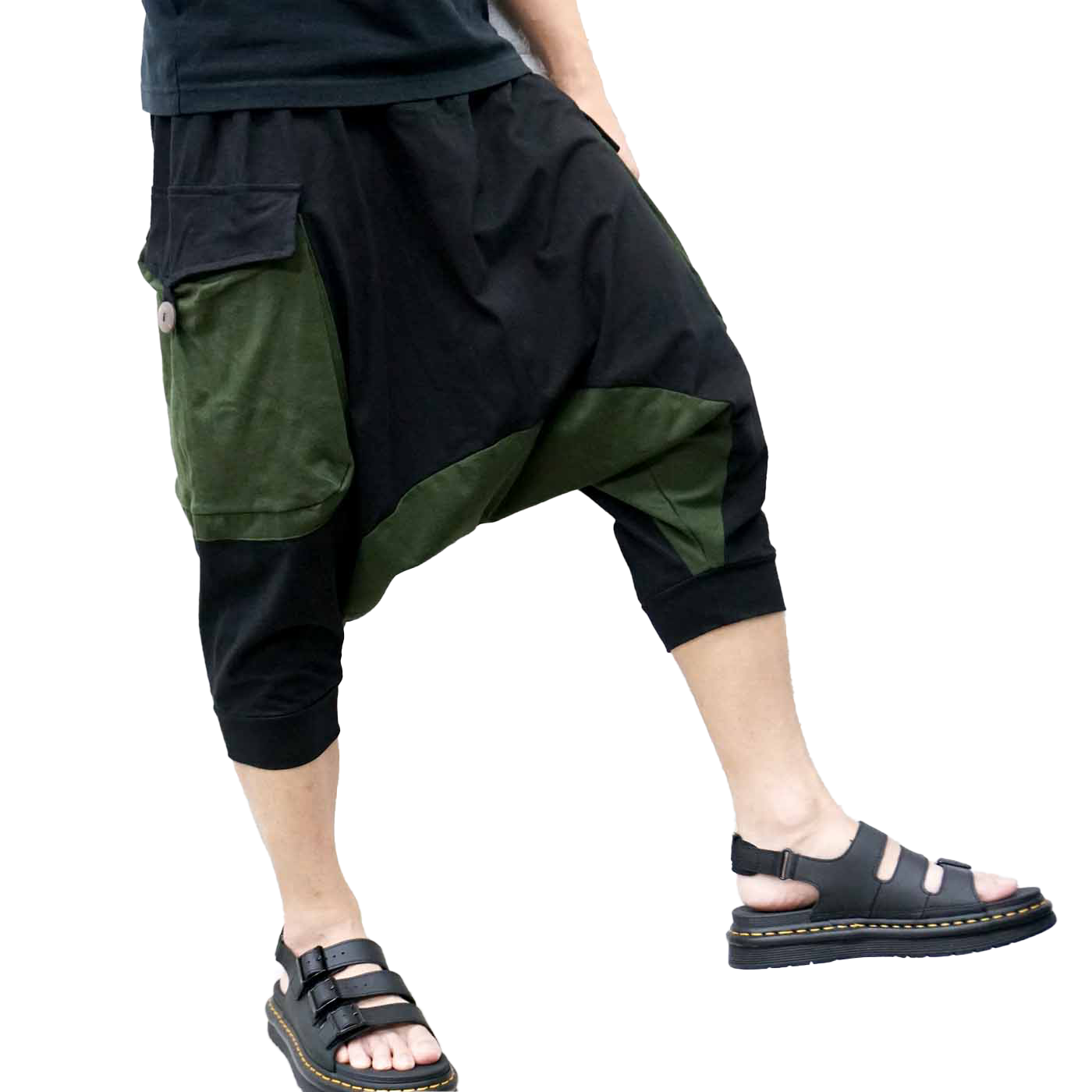 サルエルパンツ ハーフパンツ 半ズボン ジョガーパンツ スウェット メンズ レディース モード系 V系 サロン系 ダンス 衣装 韓国 ミリタリー ファッションブラック