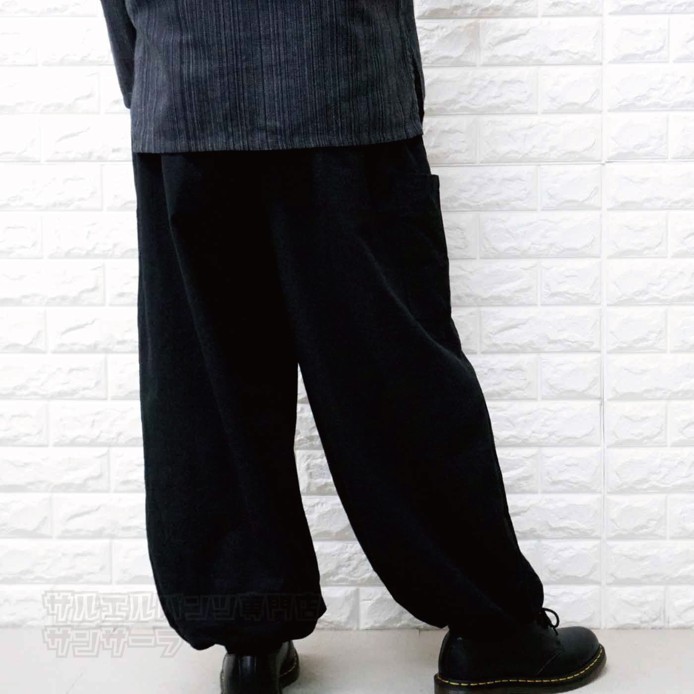 サルエルパンツ カーゴパンツ アラジンパンツ ヒンディー 文字 メンズ レディース 大きいサイズ ヨガ ダンス 柄 エスニック アジアン ファッションブラック