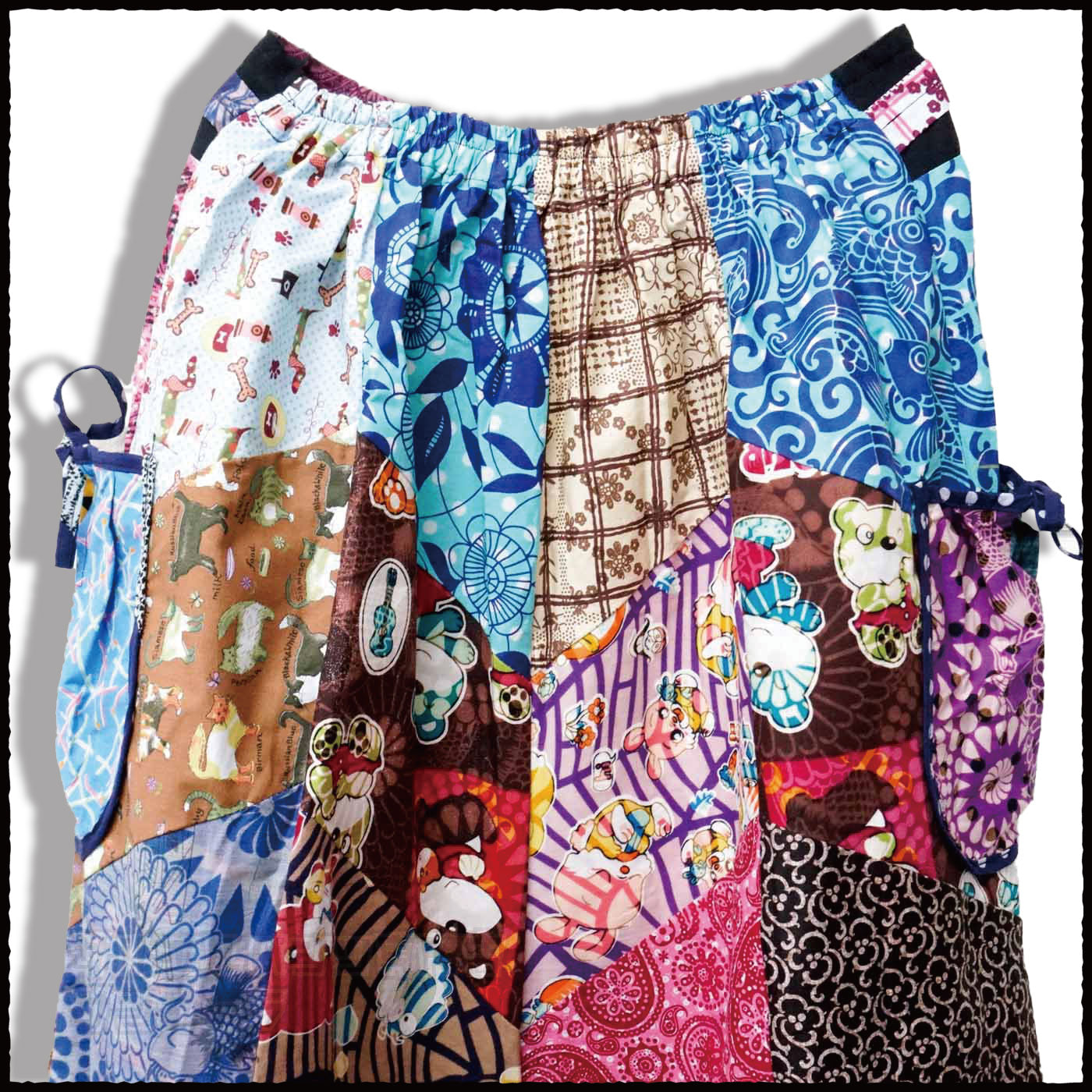 ロングスカート パッチワーク マルチカラー カラフル 柄 レディース 和風 アジアン エスニック ファッションパッチワーク