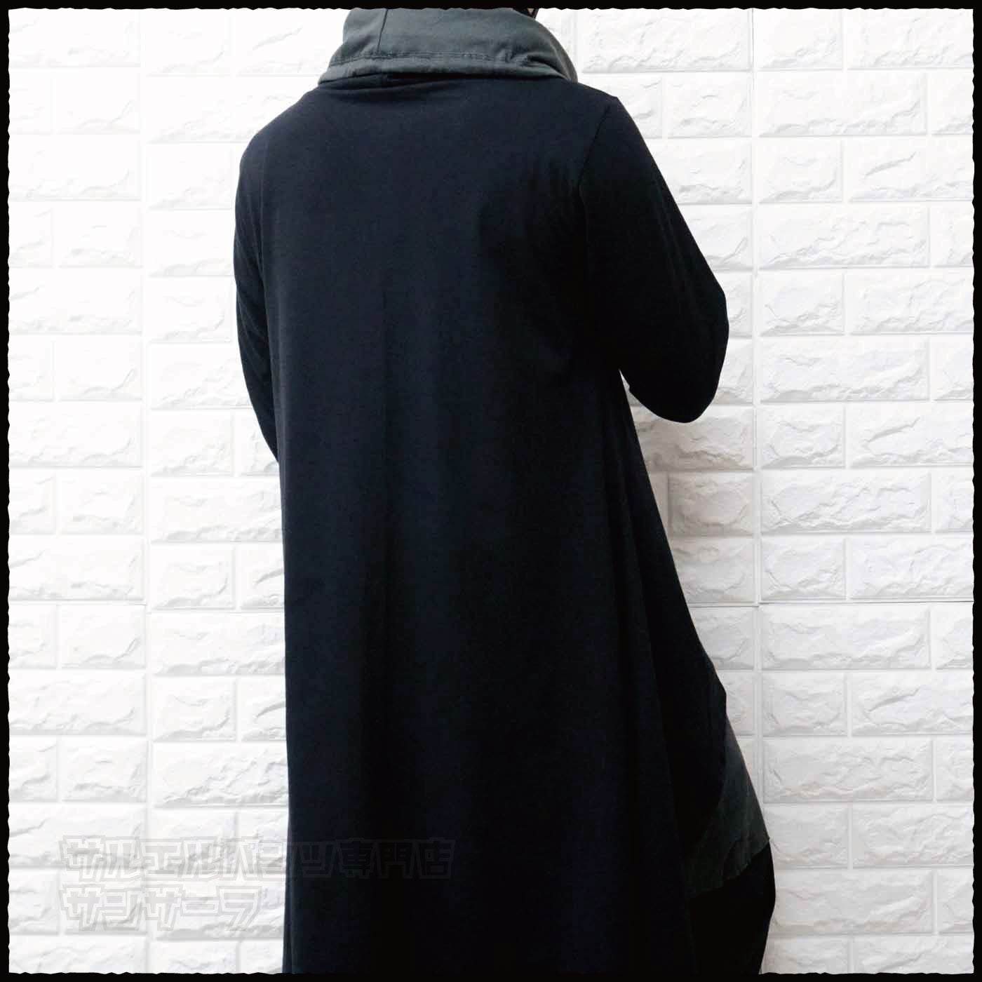 ロングコート アウター トップス メンズ レディース モード系 V系 サロン系 黒 変形アウター 韓国 ストリート ファッション 薄手ブラック